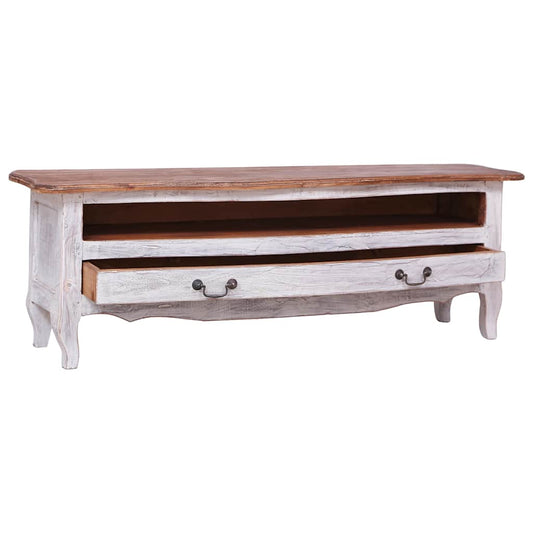 283902 vidaXL TV Cabinet 120x30x40 cm White Solid Mahogany Wood 2
