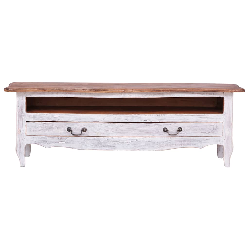 283902 vidaXL TV Cabinet 120x30x40 cm White Solid Mahogany Wood 3