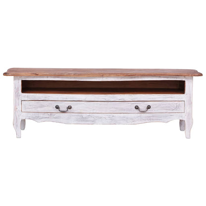 283902 vidaXL TV Cabinet 120x30x40 cm White Solid Mahogany Wood 3