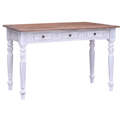 283908 vidaXL Desk with Drawers White 117x57x75 cm Solid Mahogany Wood 1