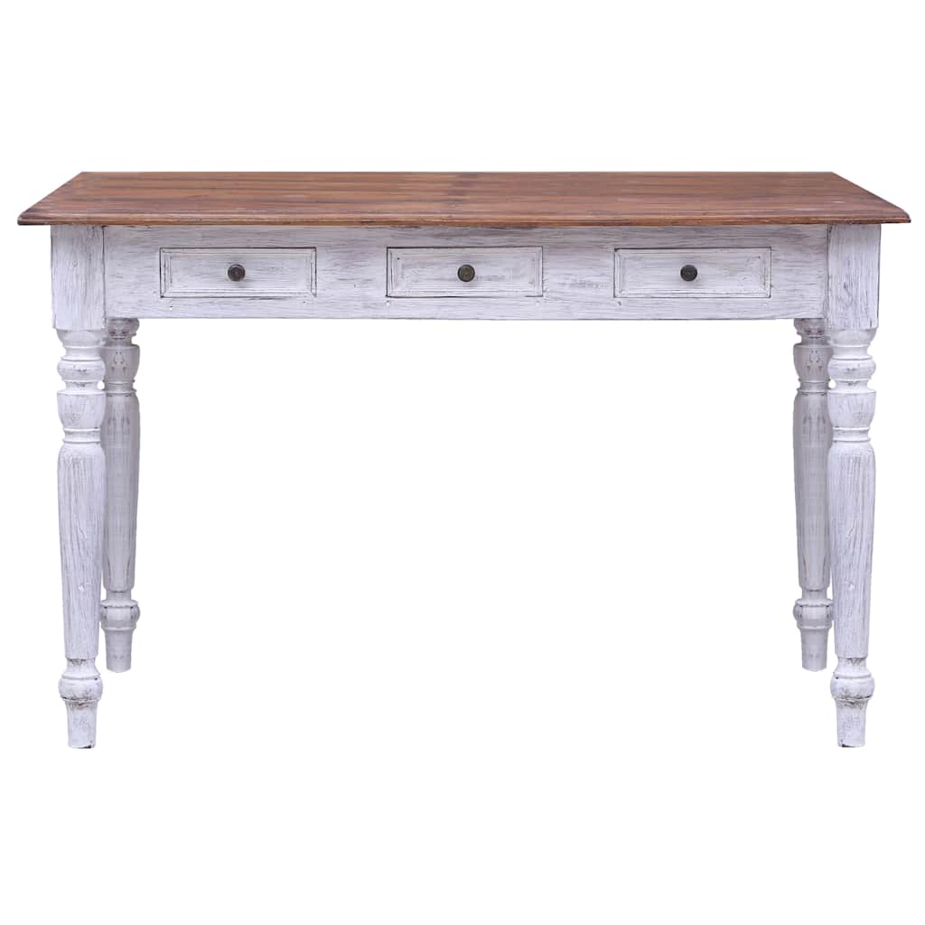 283908 vidaXL Desk with Drawers White 117x57x75 cm Solid Mahogany Wood 2