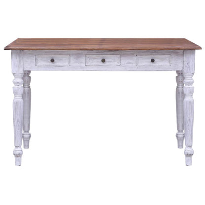 283908 vidaXL Desk with Drawers White 117x57x75 cm Solid Mahogany Wood 2