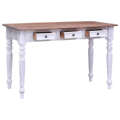 283908 vidaXL Desk with Drawers White 117x57x75 cm Solid Mahogany Wood 3