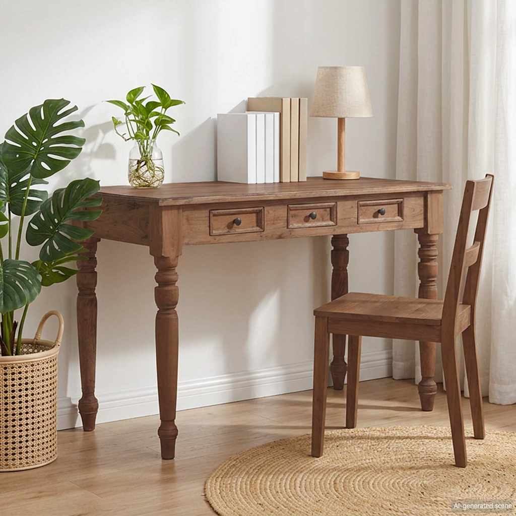 283909 vidaXL Desk with Drawers 117x57x75 cm Solid Mahogany Wood 1