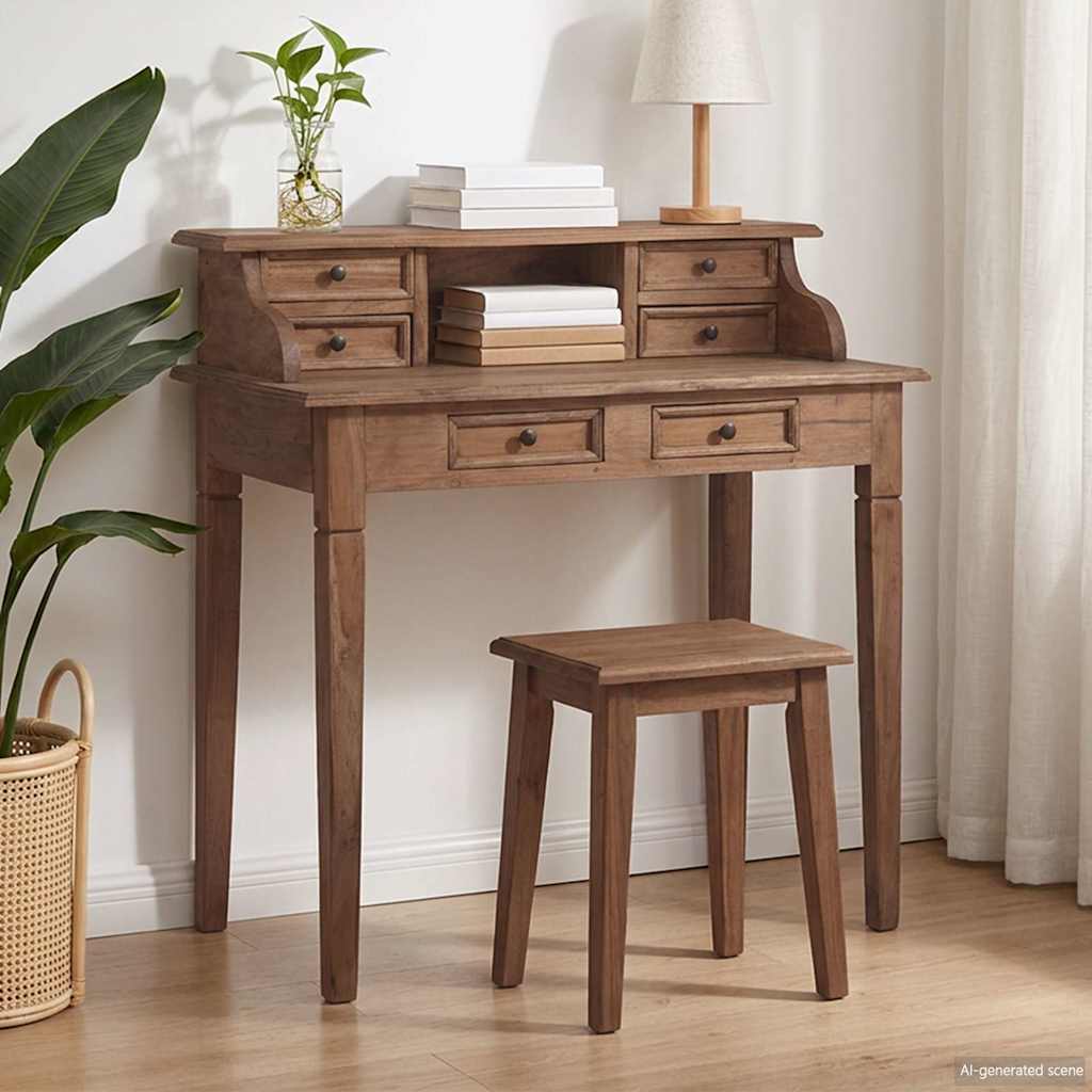 283912 vidaXL Writing Desk with Drawers 90x50x101 cm Solid Mahogany Wood 1