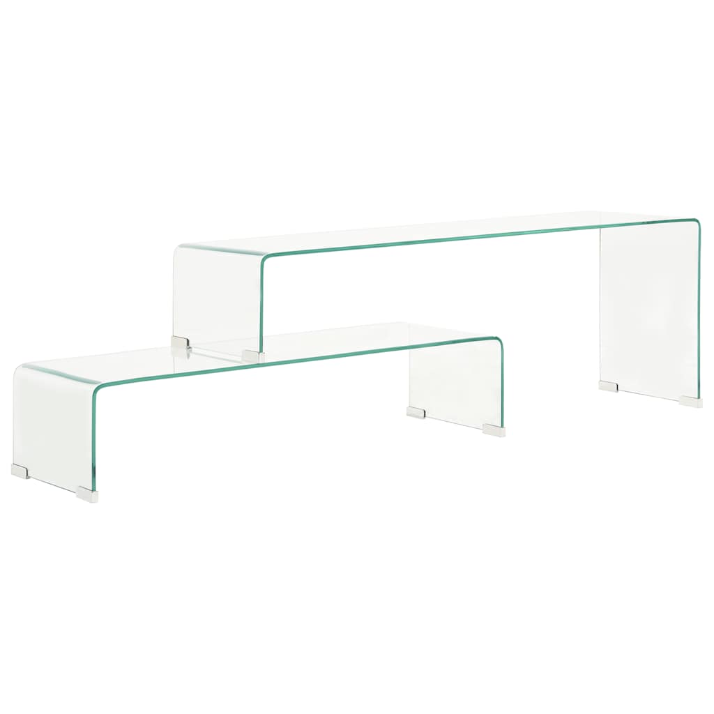 284728 vidaXL 2 Piece Coffee Table Set 90x30x20/110x30x40 cm Tempered Glass 1