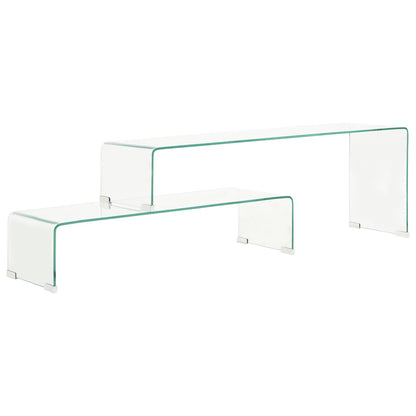284728 vidaXL 2 Piece Coffee Table Set 90x30x20/110x30x40 cm Tempered Glass 1