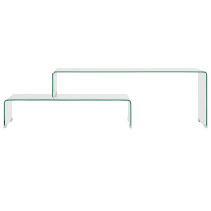 284728 vidaXL 2 Piece Coffee Table Set 90x30x20/110x30x40 cm Tempered Glass 2