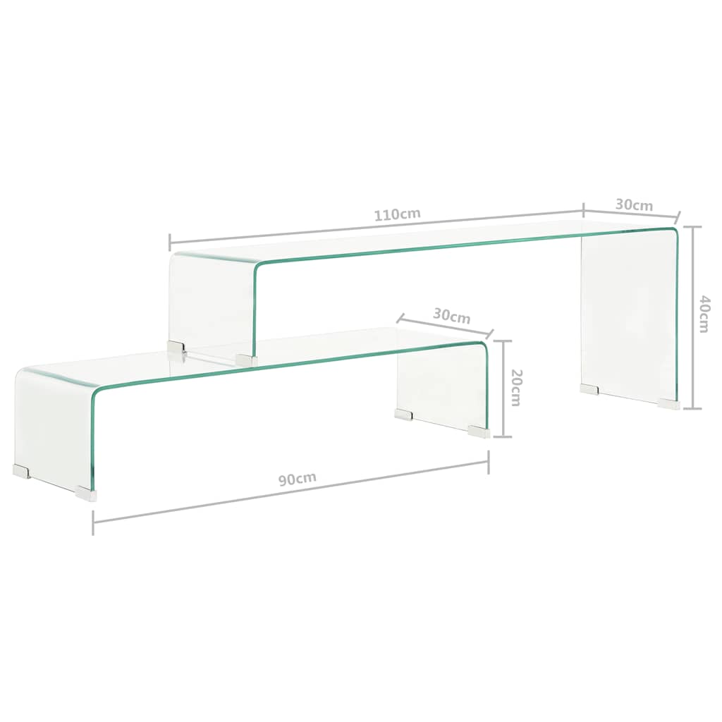 284728 vidaXL 2 Piece Coffee Table Set 90x30x20/110x30x40 cm Tempered Glass 5