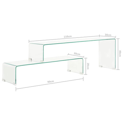 284728 vidaXL 2 Piece Coffee Table Set 90x30x20/110x30x40 cm Tempered Glass 5