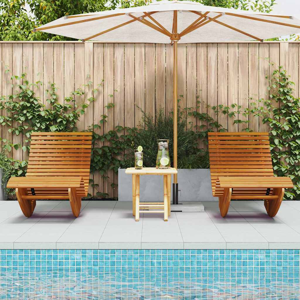 Rocking Sun Lounger Acacia Wood 2