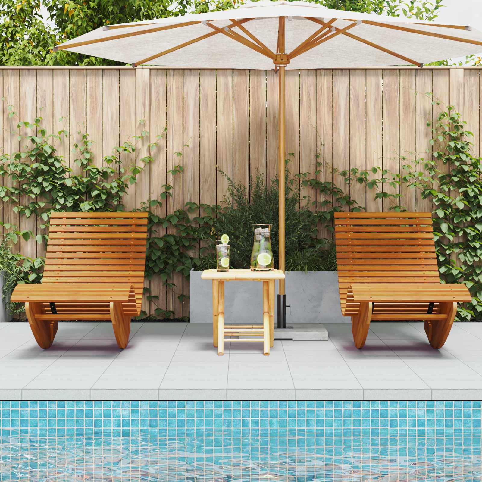 vidaXL Rocking Sun Loungers 2 pcs Acacia Wood 3