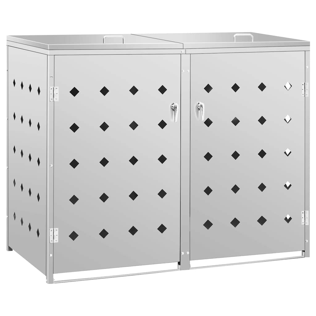 vidaXL Double Wheelie Bin Shed 240 L Stainless Steel 2