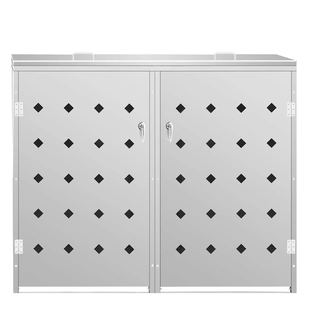 vidaXL Double Wheelie Bin Shed 240 L Stainless Steel 3
