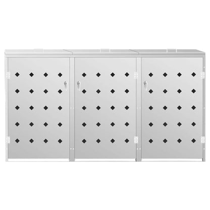 145381 vidaXL Triple Wheelie Bin Shed 240 L Stainless Steel 3