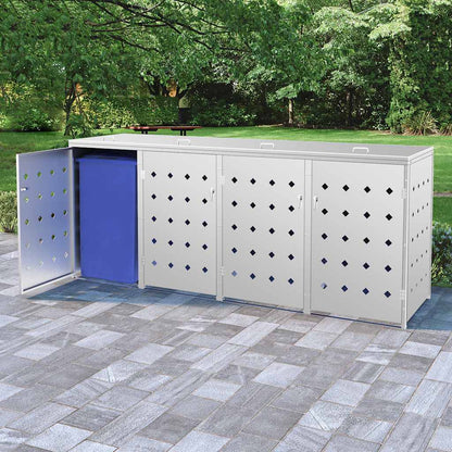 vidaXL Single Wheelie Bin Shed 240 L Stainless Steel