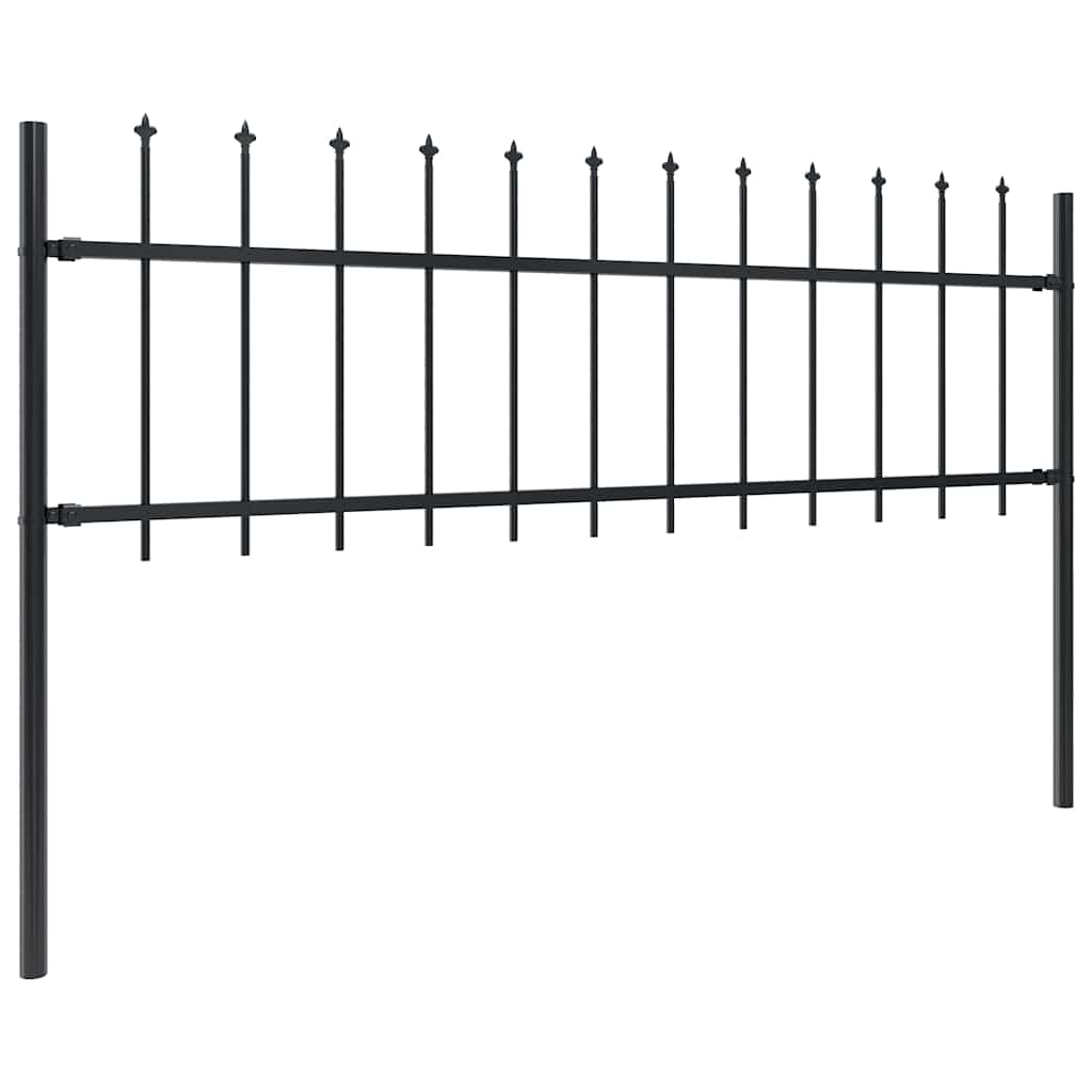 vidaXL Garden Fence with Spear Top Steel 671x60 cm Black 2