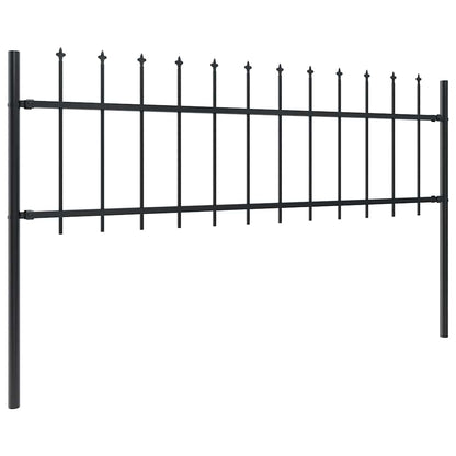 vidaXL Garden Fence with Spear Top Steel 671x60 cm Black 2