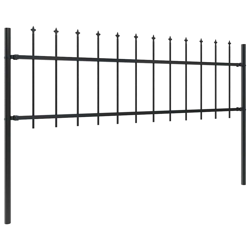 vidaXL Garden Fence with Spear Top Steel 838x60 cm Black 2