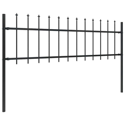 vidaXL Garden Fence with Spear Top Steel 838x60 cm Black 2