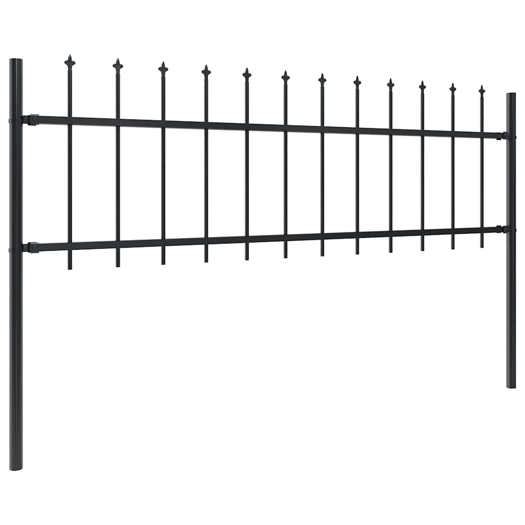 vidaXL Garden Fence with Spear Top Steel 1005x60 cm Black 2