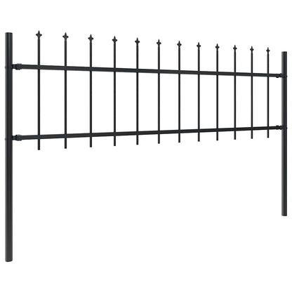 vidaXL Garden Fence with Spear Top Steel 1005x60 cm Black 2