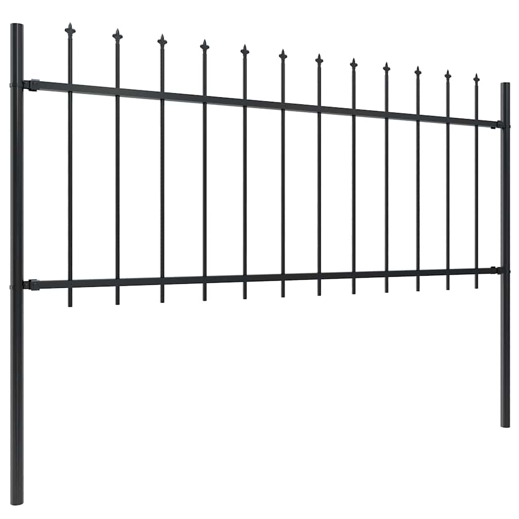 vidaXL Garden Fence with Spear Top Steel 671x80 cm Black 2