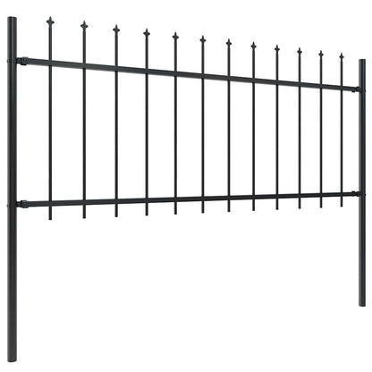 vidaXL Garden Fence with Spear Top Steel 671x80 cm Black 2