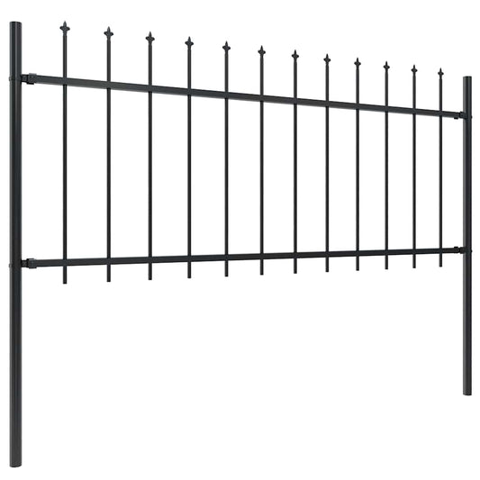 vidaXL Garden Fence with Spear Top Steel 671x80 cm Black 2