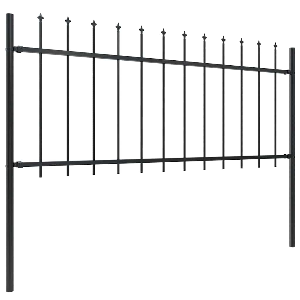 vidaXL Garden Fence with Spear Top Steel 838x80 cm Black 2