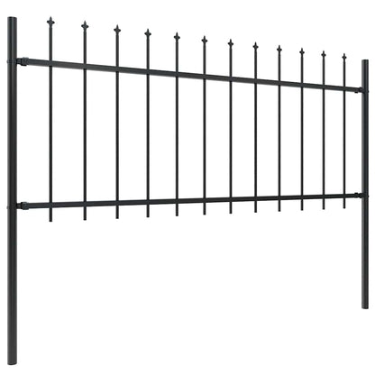 vidaXL Garden Fence with Spear Top Steel 838x80 cm Black 2