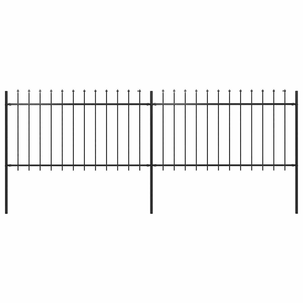 vidaXL Garden Fence with Spear Top Steel 337x100 cm Black