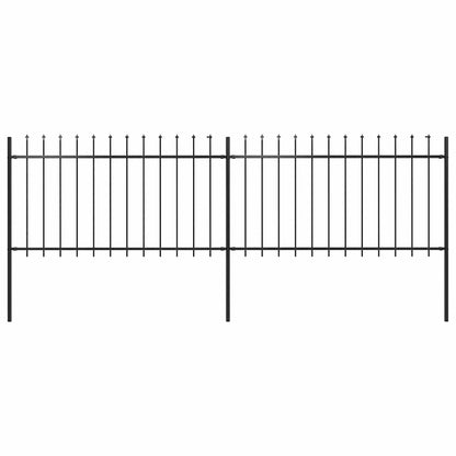 vidaXL Garden Fence with Spear Top Steel 337x100 cm Black