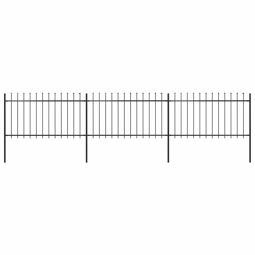 vidaXL Garden Fence with Spear Top Steel 337x100 cm Black