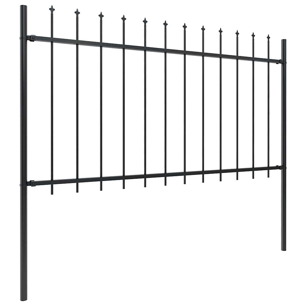 Garden Fence with Spear Top Steel 337x100 cm Black Height 100 cm 671 cm