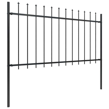 Garden Fence with Spear Top Steel 337x100 cm Black Height 100 cm 671 cm