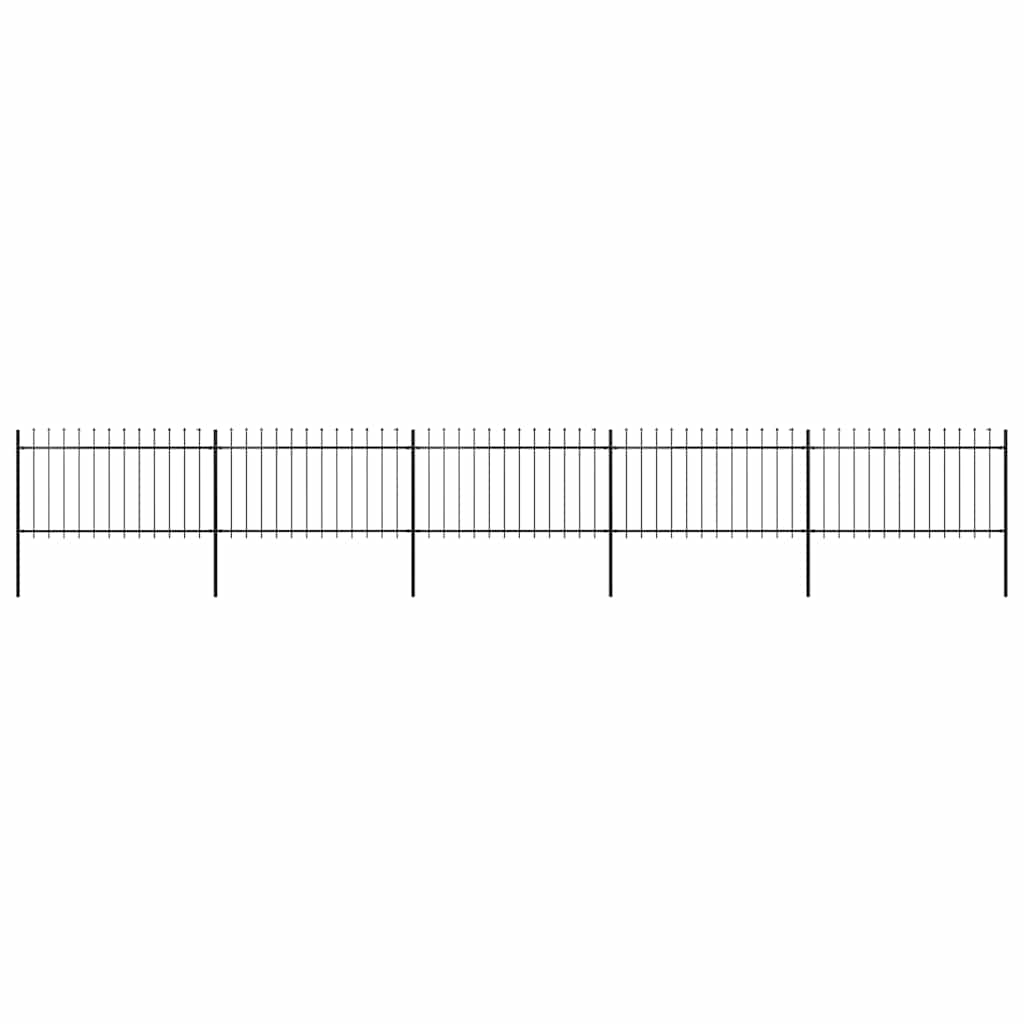 vidaXL Garden Fence with Spear Top Steel 838x100 cm Black 1