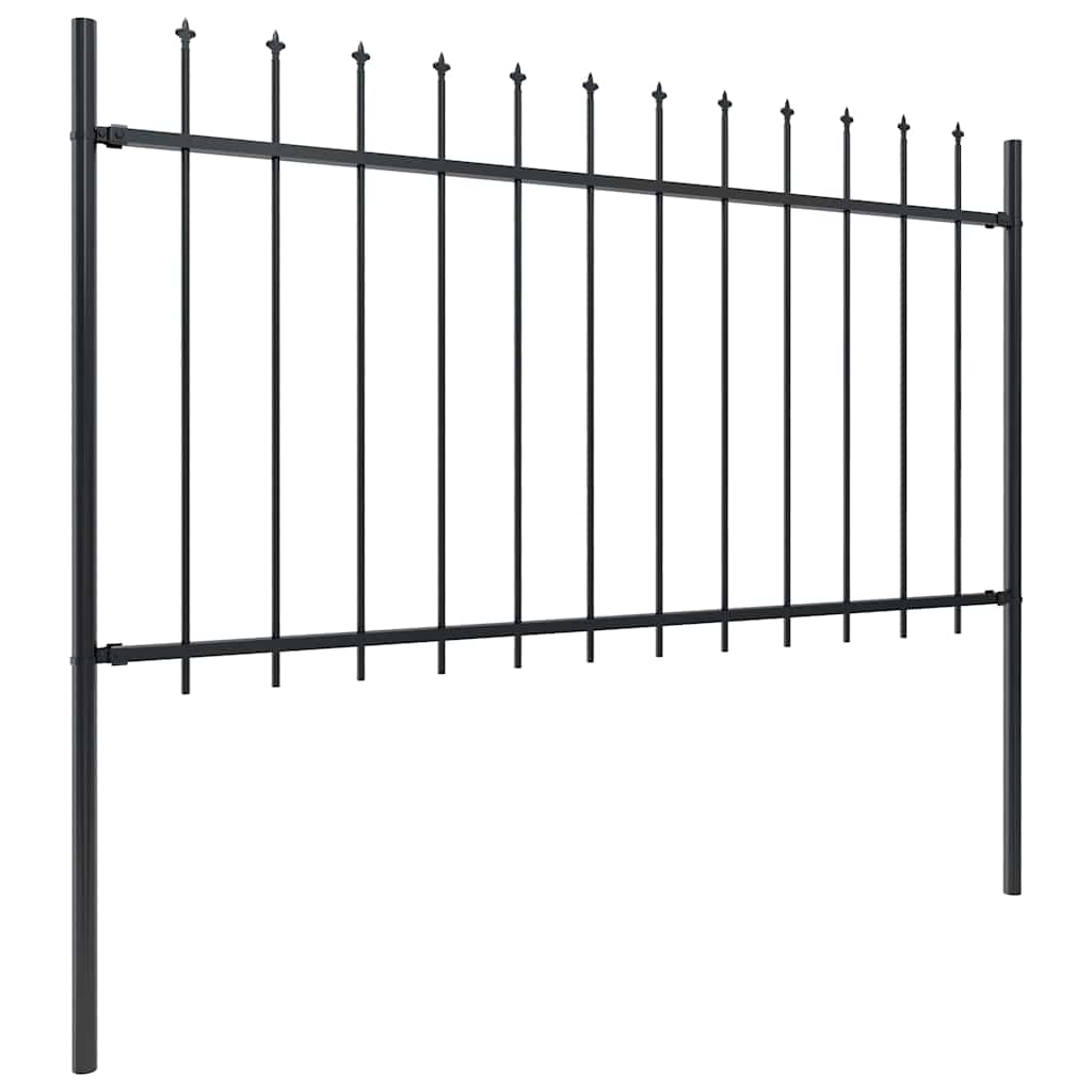 vidaXL Garden Fence with Spear Top Steel 838x100 cm Black 2