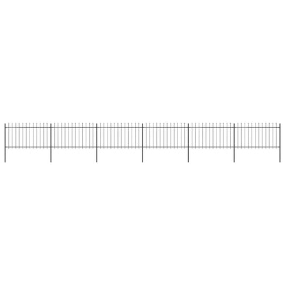 vidaXL Garden Fence with Spear Top Steel 337x100 cm Black