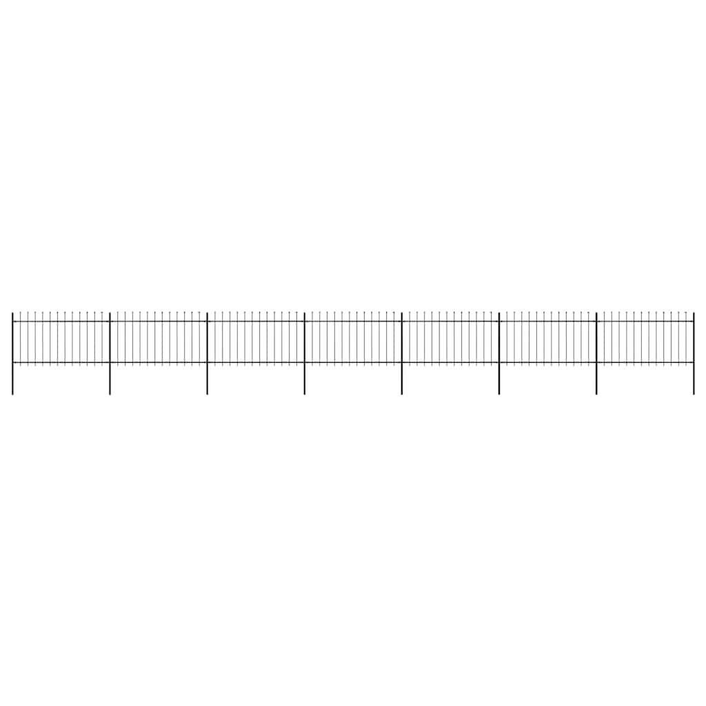 vidaXL Garden Fence with Spear Top Steel 337x100 cm Black