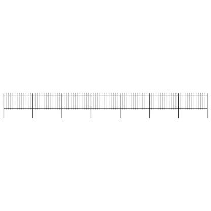 vidaXL Garden Fence with Spear Top Steel 337x100 cm Black