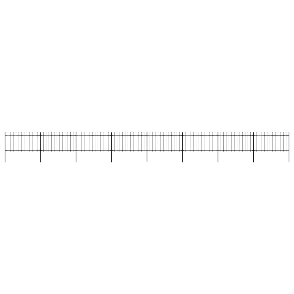 vidaXL Garden Fence with Spear Top Steel 337x100 cm Black