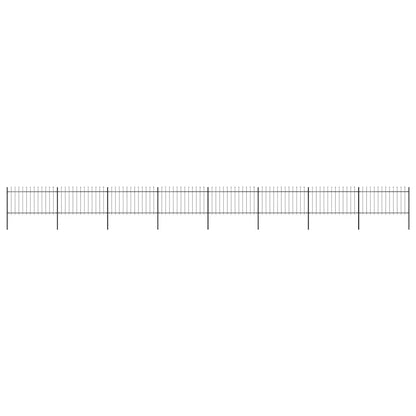 vidaXL Garden Fence with Spear Top Steel 337x100 cm Black