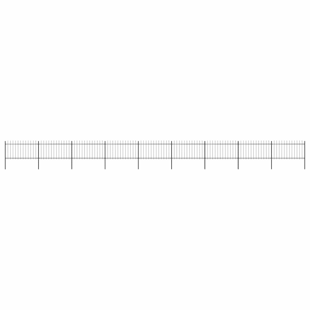 vidaXL Garden Fence with Spear Top Steel 337x100 cm Black