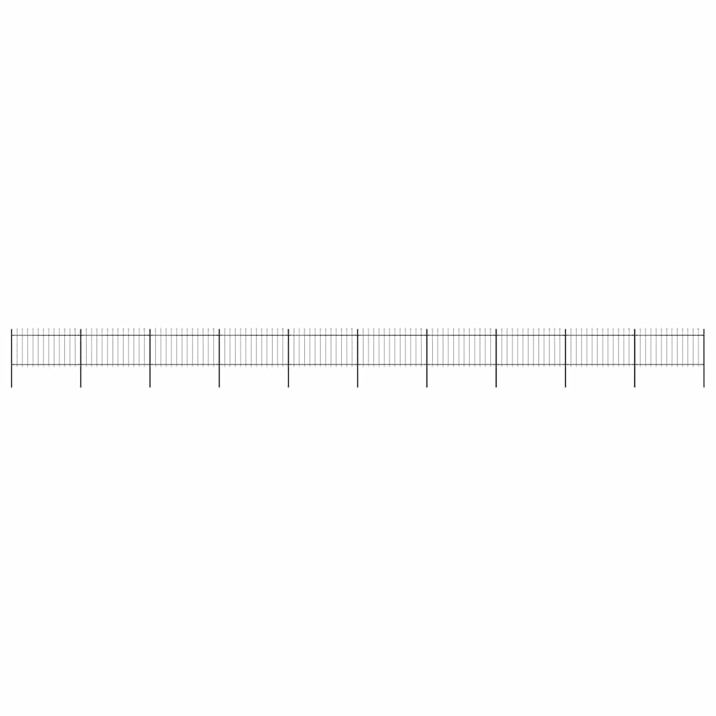 vidaXL Garden Fence with Spear Top Steel 337x100 cm Black