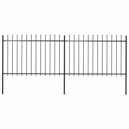 Garden Fence with Spear Top Steel 337x120 cm Black 337 cm