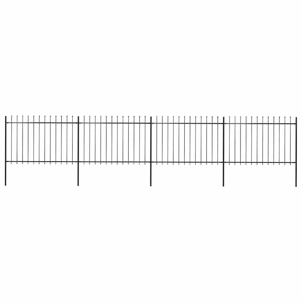 Garden Fence with Spear Top Steel 337x120 cm Black 671 cm