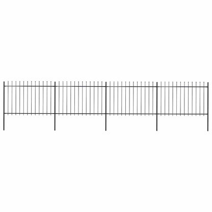 Garden Fence with Spear Top Steel 337x120 cm Black 671 cm