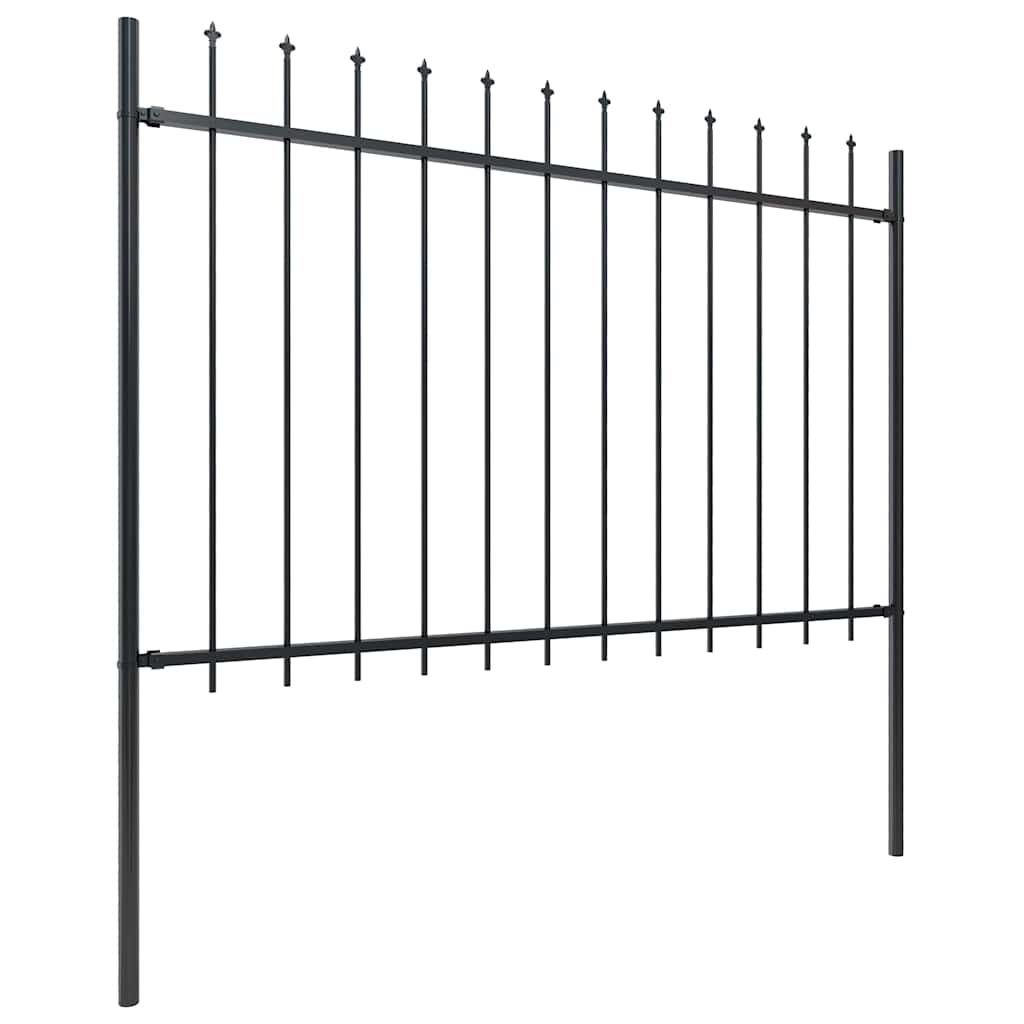 Garden Fence with Spear Top Steel 337x120 cm Black 671 cm