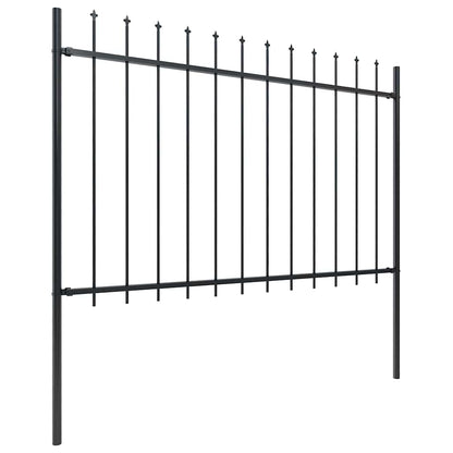 Garden Fence with Spear Top Steel 337x120 cm Black 671 cm